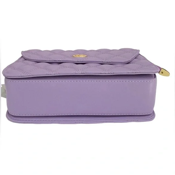 BAGCO NWT LIGHT PURPLE LEATHER CROSSBODY BAG PURSE CLUTCH GOLD TONE HARDWARE